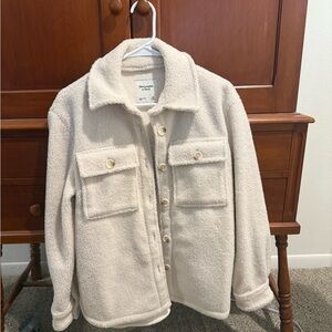 Abercrombie & Fitch Cream Sherpa Jacket